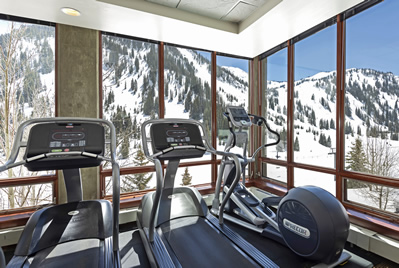 Fitness Room with Magnificent Mountain Views | Alta's Rustler Lodge